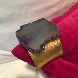 Gold cuff with real gem stone